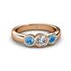 4 - Naava Blue Topaz and Lab Grown Diamond Three Stone Engagement Ring 