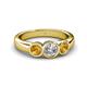 4 - Naava Citrine and Lab Grown Diamond Three Stone Engagement Ring 
