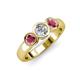 3 - Naava Rhodolite Garnet and Lab Grown Diamond Three Stone Engagement Ring 