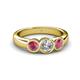 4 - Naava Rhodolite Garnet and Lab Grown Diamond Three Stone Engagement Ring 