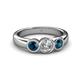4 - Naava Blue Diamond and White Lab Grown Diamond Three Stone Engagement Ring 