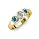 3 - Naava London Blue Topaz and Lab Grown Diamond Three Stone Engagement Ring 