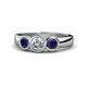 1 - Naava Blue Sapphire and Lab Grown Diamond Three Stone Engagement Ring 