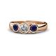 1 - Naava Blue Sapphire and Lab Grown Diamond Three Stone Engagement Ring 