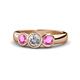 1 - Naava Pink Sapphire and Lab Grown Diamond Three Stone Engagement Ring 