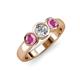 3 - Naava Pink Sapphire and Lab Grown Diamond Three Stone Engagement Ring 