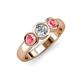 3 - Naava Pink Tourmaline and Lab Grown Diamond Three Stone Engagement Ring 
