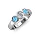 3 - Naava Blue Topaz and Lab Grown Diamond Three Stone Engagement Ring 
