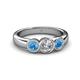 4 - Naava Blue Topaz and Lab Grown Diamond Three Stone Engagement Ring 