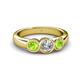 4 - Naava Peridot and Lab Grown Diamond Three Stone Engagement Ring 