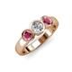 3 - Naava Rhodolite Garnet and Lab Grown Diamond Three Stone Engagement Ring 