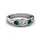 4 - Naava Emerald and Lab Grown Diamond Three Stone Engagement Ring 