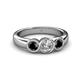 4 - Naava Black Diamond and White Lab Grown Diamond Three Stone Engagement Ring 