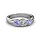 4 - Naava Tanzanite and Lab Grown Diamond Three Stone Engagement Ring 