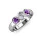 3 - Naava Amethyst and Lab Grown Diamond Three Stone Engagement Ring 