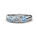 1 - Naava Blue Topaz and Lab Grown Diamond Three Stone Engagement Ring 
