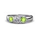 1 - Naava Peridot and Lab Grown Diamond Three Stone Engagement Ring 