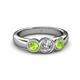 4 - Naava Peridot and Lab Grown Diamond Three Stone Engagement Ring 