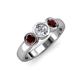 3 - Naava Red Garnet and Lab Grown Diamond Three Stone Engagement Ring 
