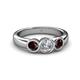 4 - Naava Red Garnet and Lab Grown Diamond Three Stone Engagement Ring 