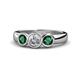 1 - Naava Emerald and Lab Grown Diamond Three Stone Engagement Ring 