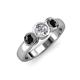 3 - Naava Black Diamond and White Lab Grown Diamond Three Stone Engagement Ring 