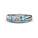 1 - Naava London Blue Topaz and Lab Grown Diamond Three Stone Engagement Ring 