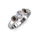 3 - Naava Smoky Quartz and Lab Grown Diamond Three Stone Engagement Ring 