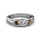 4 - Naava Smoky Quartz and Lab Grown Diamond Three Stone Engagement Ring 