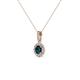 2 - Azaria Blue and White Diamond Halo Pendant 