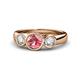 1 - Naava Pink Tourmaline and Lab Grown Diamond Three Stone Engagement Ring 