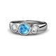 1 - Naava Blue Topaz and Lab Grown Diamond Three Stone Engagement Ring 