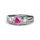 1 - Naava Pink Sapphire and Lab Grown Diamond Three Stone Engagement Ring 