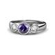 1 - Naava Iolite and Lab Grown Diamond Three Stone Engagement Ring 