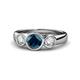 1 - Naava Blue Diamond and White Lab Grown Diamond Three Stone Engagement Ring 