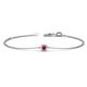 1 - Alys (3mm) Round Ruby Solitaire Station Minimalist Bracelet 