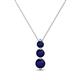 1 - Kesha (3.4mm) Round Blue Sapphire Graduated Three Stone Drop Pendant 