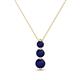 1 - Kesha (3.4mm) Round Blue Sapphire Graduated Three Stone Drop Pendant 