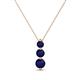 1 - Kesha (3.4mm) Round Blue Sapphire Graduated Three Stone Drop Pendant 