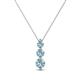 1 - Kesha (3.4mm) Round Aquamarine Graduated Three Stone Drop Pendant 