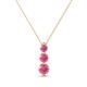 1 - Kesha (3.4mm) Round Pink Tourmaline Graduated Three Stone Drop Pendant 