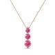 1 - Kesha (3.4mm) Round Pink Tourmaline Graduated Three Stone Drop Pendant 