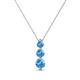 1 - Kesha (3.4mm) Round Blue Topaz Graduated Three Stone Drop Pendant 