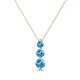 1 - Kesha (3.4mm) Round Blue Topaz Graduated Three Stone Drop Pendant 