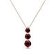 1 - Kesha (3.4mm) Round Red Garnet Graduated Three Stone Drop Pendant 