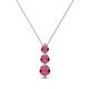 1 - Kesha (3.4mm) Round Rhodolite Garnet Graduated Three Stone Drop Pendant 