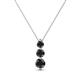 1 - Kesha (3.4mm) Round Black Diamond Graduated Three Stone Drop Pendant 