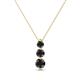 1 - Kesha (3.4mm) Round Black Diamond Graduated Three Stone Drop Pendant 