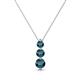 1 - Kesha (3.4mm) Round Blue Diamond Graduated Three Stone Drop Pendant 