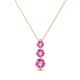 1 - Kesha (3.4mm) Round Pink Sapphire Graduated Three Stone Drop Pendant 